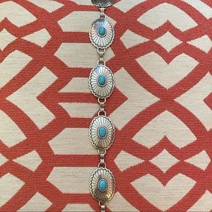 Faux Silver/Nickel and Faux turquoise Native American belt